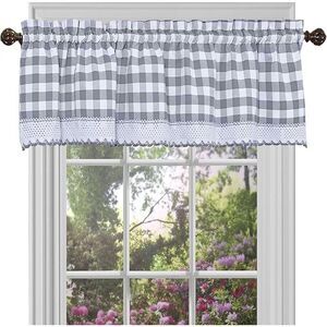 Buffalo Grey Plaid Modern Window Curtain Panel : 58" x 14" Valance